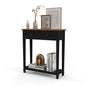 Narrow Entryway Table - Console Table with 2 Drawers, Wood Sofa Table with Storage Shelf, Couch Table Behind Sofa, Farmhouse Entryway Table for Hallway Entryway Living Room, Black - color: Black