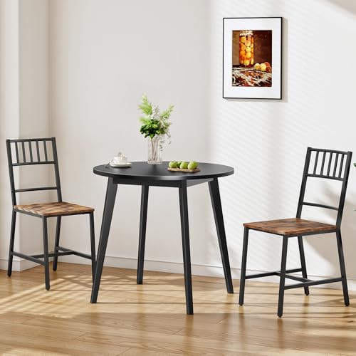 HOOBRO Bamboo Dining Table, Round Dining Table for 2, 27.5" Kitchen Table for Small Space, Writing Table, Easy to Assemble, for Dining Room, Living Room, Office, Kitchen, Apartment, Black BK71CZ01G1 - color: Black