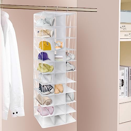 Libeder Hanging Closet Organizers - 30 Section Shoe Shelves, Space Saving Shoe Holder, White - color: White, size: 30 Sections