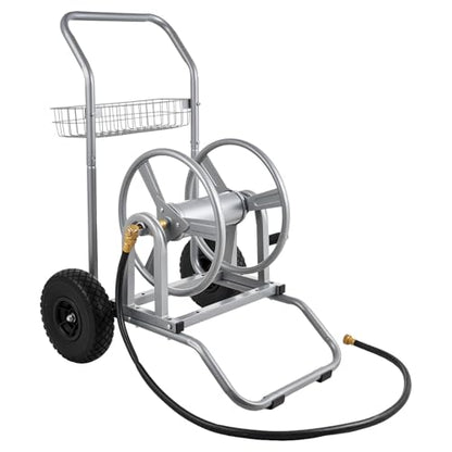VEVOR Hose Reel Cart, 200/300ft High-Pressure Garden Hose Cart, Hoses Reel Carts with Two Wheels, Handle & Heavy-Duty Mesh Storage Basket, Dual-Purpose Portable Hoses Reels for Garden, Car, Pet - style: 2 in 1 - 200 ft