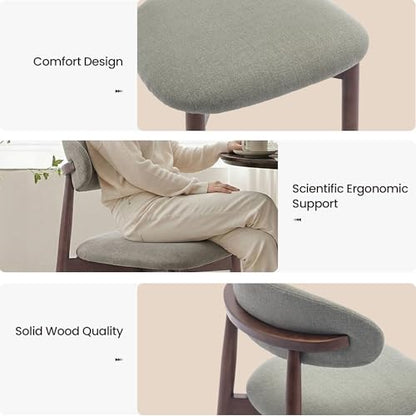 COLAMY Mid-Century Modern Wooden Dining Chair Set of 4, Indoor Upholstered Kitchen Chairs with 2.6" Cozy Padded Seat, Walnut Finish Side Dining Chair, [Green] - color: Green, size: 4 Chairs