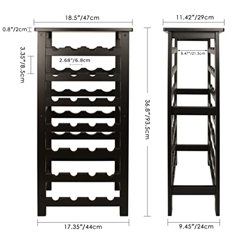 SMIBUY Bamboo Wine Rack, 28 Bottles Display Holder with Table Top, 7-Tier Free Standing Storage Shelves for Kitchen, Pantry, Cellar, Bar (Dark Brown) - color: Brown