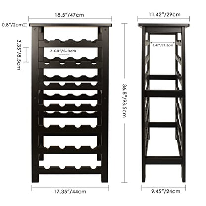 SMIBUY Bamboo Wine Rack, 28 Bottles Display Holder with Table Top, 7-Tier Free Standing Storage Shelves for Kitchen, Pantry, Cellar, Bar (Dark Brown) - color: Brown