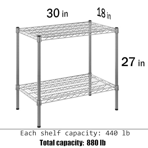 18" Deep x 30" Wide x 27" Height Wire Shelving Kit | 2-Tier | NSF Commercial Storage Rack Unit - size: 18" Deep x 30" Wide