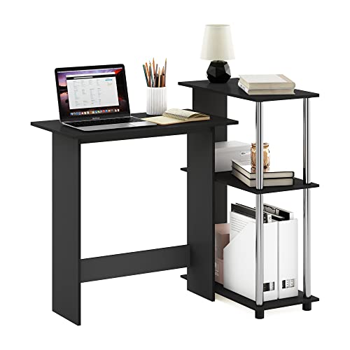 Furinno Abbott Corner Computer Desk with Bookshelf, Americano/Chrome - color: Americano/Chrome