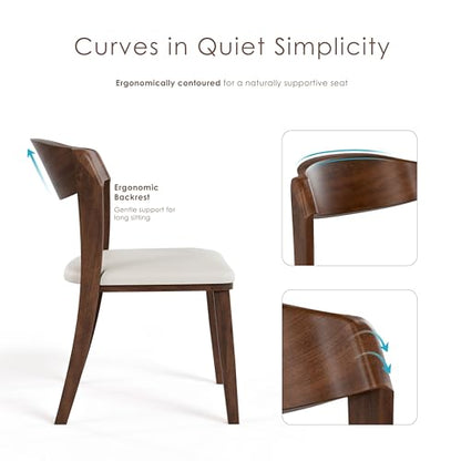 Furniture of America Nazaen IV Mid-Century Modern Solid Wood 20-inch Side Chairs Set of 2 with Curved Backrest, Semi-Handmade, Upholstered Seating for Home Kitchen, Dining Room, Rich Walnut - color: Rich Walnut, size: Style 4