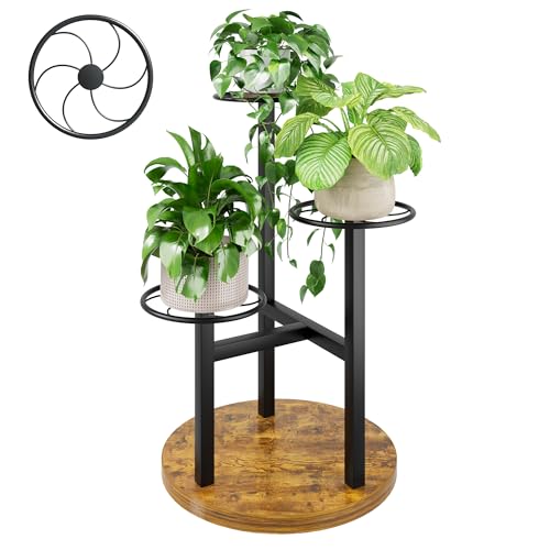 3 Tier Plant Stand Indoor Outdoor,Tiered Plant Stands,Wood Plant Shelf for Multiple Plants, Wrought Iron Flower Stand, Tall Plant Rack Shelf for House Patio Garden - BlackKite - color: BlackKite, size: 3-tiers