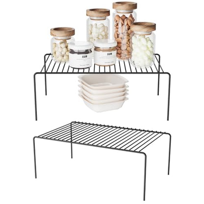 2Pack Cabinet Storage Shelf Spice Rack, 13''L x 9.4''W x 5.5''H, Black | Rustproof Metal Wire Kitchen Counter Organizers and Storage, for Cabinet, Plate, Dish, Pantry, Bathroom, Fridge - size: 2Pack-Black-13 x 9.4 inch