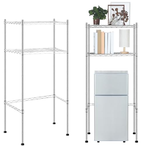 Threehoney Mini Fridge Shelf Over Fridge Storage Mini Microwave Stand for College School Dorm Office Space Dorm Room Saver Supply(2 Tier,Silver) - color: Silver, style: 2 Tier