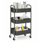 SunnyPoint 3-Tier Delicate Compact Rolling Metal Storage Organizer - Mobile Utility Cart Kitchen/Under Desk Cart with Caster Wheels (Gray, 15.35" X 10.24" X 26.8"H) - color: Grey