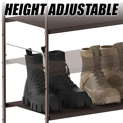 Simple Houseware 6-Tier Shoe Rack Storage Organizer w/Side Hanging Bag, Bronze - color: Bronze