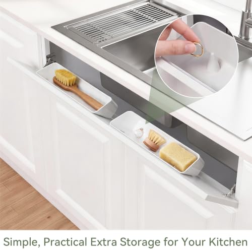 11" Tip Out Tray for Sink, Fits Cabinet Opening 13" Wide and Larger, Easy to Install and Clean, Sturdy Steel Hinges, Smooth Spring Mechanism, Maximize Space of the Unused False Drawer Front - size: 11" x 2.1" x 3.8"