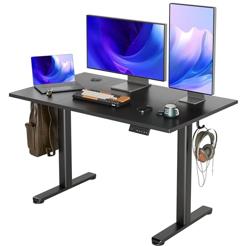 Claiks Electric Standing Desk, 48 x 24 Inch Height Adjustable Sit Stand Desk for Home Office, Computer Desk with Memory Presets, Cable Management & Headphone Hooks, 156 lbs Capacity, Black - color: Black, size: 48 Inch