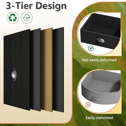 Nightstands Set of 2, Bedside Table with 1 Fabric Drawer, Open Mesh Shelf, End Table Side Table with Storage Drawer Dresser, Wear-Resistant Metal Frame, Bedroom, Black - color: Black(1 Drawer), size: set of 2