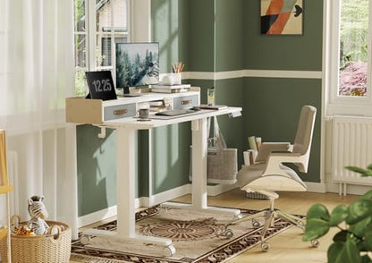 Claiks Standing Desk with Drawers, Stand Up Electric Standing Desk Adjustable Height with Storage Shelf and Splice Board, 48 Inch, White - color: White, size: 47.2×23.6