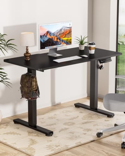 Okin Standing Desk Electric Adjustable Computer Whole Piece Stand up Desk Office Gaming Home Office Memory Desks 48x24 inches Black - color: Black, size: 48 Inch