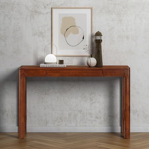 NTC Flow 47-Inch Console Table, Modern Solid Wood Entryway Table with Hidden Drawer, Waterproof & Heat Resistant, Narrow Table for Hallway, Living Room & Foyer, Dark Walnut - color: Dark Walnut, size: 47 Inch, style: Console