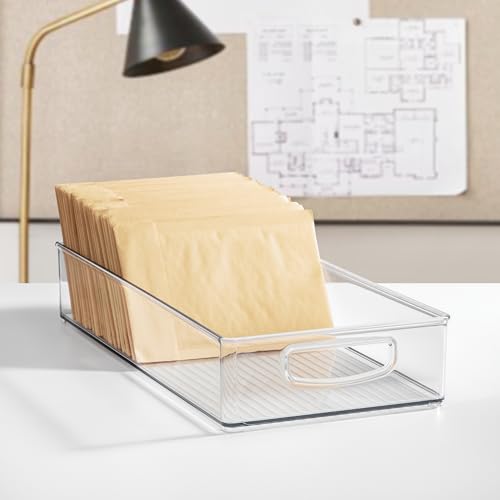 iDesign Stackable Clear Plastic Extra Long Pantry Organizers | Cabinet Storage Bins, For Kitchen - size: 16 x 8 x 3, style: Pack of 1