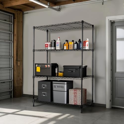 Heavy-Duty Black 4 Tiers Steel 36x14x54 Wire Shelving NSF Certified. Adjustable Storage Rack for Kitchen,Garage,and Laundry Utility Room (4Tiers-36x14x54) - size: Black-4Tiers-36x14x54"