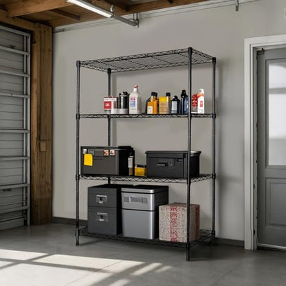 Heavy-Duty Black 4 Tiers Steel 36x14x54 Wire Shelving NSF Certified. Adjustable Storage Rack for Kitchen,Garage,and Laundry Utility Room (4Tiers-36x14x54) - size: Black-4Tiers-36x14x54"