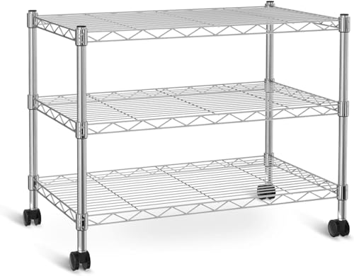 Simple Deluxe 3-Tier Storage Shelves, 750 Lbs Loading Capacity, 24.02" W x 13.78" D x 21.97" H Shelving Unit for Garage, Pantry and Kitchen, Chrome - size: 3-Tier, 24.02"W x 13.78"D x 21.97"H