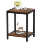 SAYGOER Wood End Tables 13.3''D Small Side Table with Storage Night Stand Metal Frames 2 Tier Bedside Table with Adjustable Feet, 1PCS, Walnut - color: Walnut
