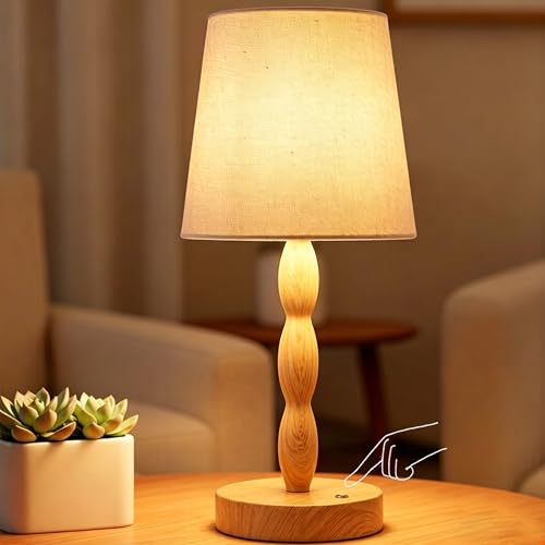 CASTLELIFE Rechargeable Cordless Table Lamp, 5000mAh Battery Powered Touch Desk Lamp, 3-Level & Stepless Dimmable Night Light, Portable Bedside Lamp for Bedroom, Outdoor, Bulb Included, Wood Grain - color: Natural Wood Grain