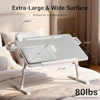 iXTRA Adjustable Laptop Lap Desk with Cooling Fan USB Light for Adults - color: Grey,70x45cm