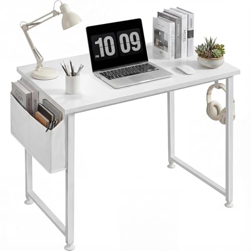 Lufeiya White Small Desk for Bedroom - Student Kids Study Writing Table for Home Office Bedroom Small Spaces 32 Inch Modern Mini Laptop PC Computer Desks, White - color: White, size: 31.5"