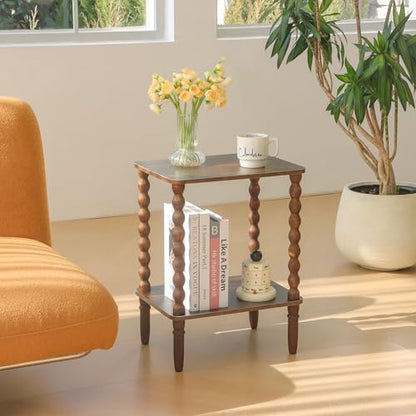 Fultyle Side Tables Set of 2, Small End Table with Storage Shelf, Night Stand Set 2 Bedside Tables for Living Room, Bedroom, Office and Small Spaces (Rustic Brown) - color: Rustic Brown Set of 2
