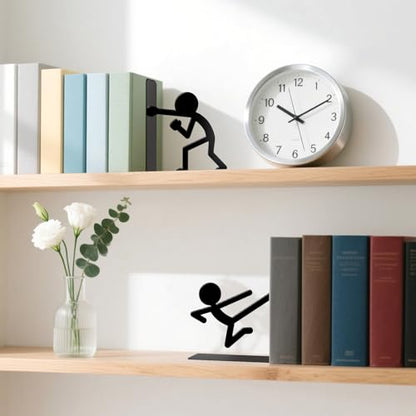 Metal Bookends Martial Arts People Book Ends for Shelves | Figurine Bookends Decorative Unique Desk Bookend Black Book Stopper for Home Reading Bookshelf Decor Book Lovers Gift - style: Martial Arts People