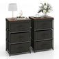 3-Drawer Bedside Table, 24.5" Nightstand with Metal Frame, Wood Top for Closet, Removable Fabric Bins & Handles, Small Dresser with Storage for Bedroom, Living Room & Entryway (2 Piece)