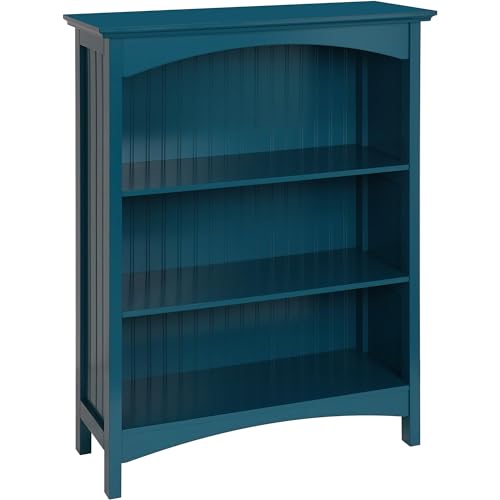 eHemco 3 Tier Bookcase with 2 Arched Supports, 40 Inches, Blue - color: Blue, size: 3 Tier