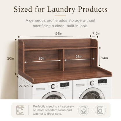 Royxen Laundry Countertop with 20" Shelf Universal Fit, Washer and Dryer Countertop with Storage Space, Laundry Room Storage (Walnut) - color: Walnut Color