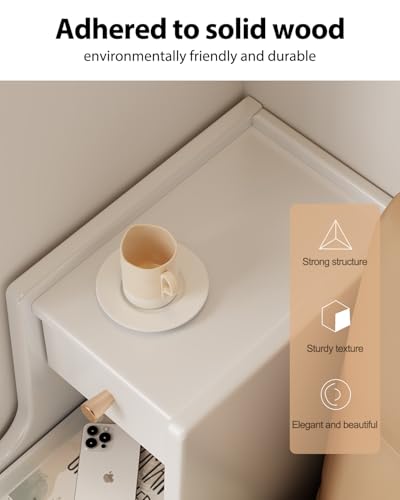 Solid Wood Narrow Nightstand with 3 Drawers,Modern White,Fully Assembled | Narrow night stand,gold handles,open Shelf,skinny bedside table,slim nightstand for bedroom storage,space-saving storage - color: White（15.75"d X 7.87"w X 23.62"h）
