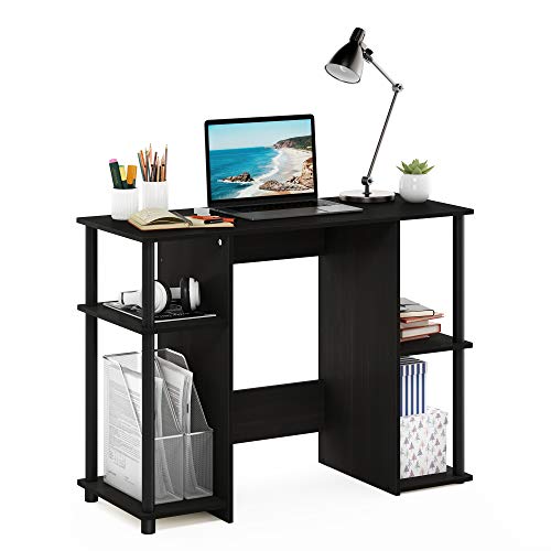 Furinno JAYA Desk, 38.4" Wide Gaming Desk, Computer Study Desk, Office Desk with Side Shelves, Open Storage, for Home Office, Bedroom, Dorm, Study Room, Espresso - color: Espresso