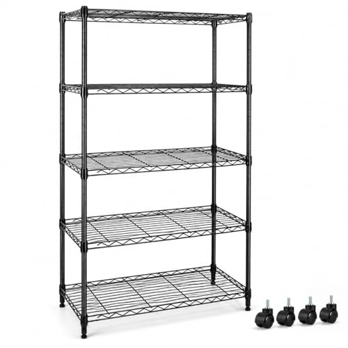Simple Deluxe 5-Tier Heavy Duty Storage Shelving Unit, 1250 Lbs Loading Capacity, 29.92" W x 13.98" D x 61.02" H, Black - size: 5-Tier, 29.92"W x 13.98"D x 61.02"H