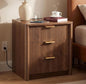 LYNCOHOME 23" Fluted Nightstand with Charging Station, 3 Drawer Bedside Table, Modern Night Stand with Curved Edge Design, Wooden End Table for Bedroom, Rounded Night Stand with Storage, Walnut, Brown - size: 15.7"D x 22.8"W x 24.2"H（3 Drawers）