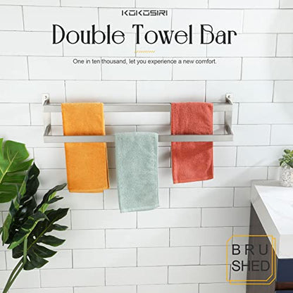 KOKOSIRI Bath Towel Bars 32 Inches Bathroom 2-Tiers Ladder Towel Rails Towel Holders Wall Mounted Towels Shelves Rack Brushed Stainless Steel, B5008BR-L32 - color: Brushed Nickel, size: 32-Inch