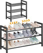 3-Tier Expandable Metal Shoe Rack for Closet & Entryway, Shoe Organizer | Shoe Storage • Adjustable Width • Holds 6–9 Pairs • Heavy-Duty Steel • Space-Saving Design • Tool-free • Easy Assembly - size: 3 Tiers