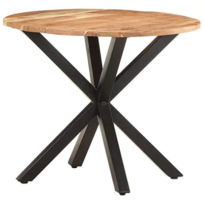 Industrial Solid Acacia Wood Side Table 26.8x26.8x22 Inches with Powder Coated Iron Legs, End Table for Living Room - color: Solid Acacia Wood