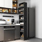 Slim Storage Cart Black Pull-Out Spice Rack Next to Fridge,Narrow Storage Cabinet with Open Self, Wood Unit Storage Rack with Handle Wheels for Narrow Spaces,7 Tier - size: 1