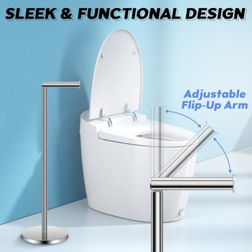TACGEA Toilet Paper Holder Stand, Bathroom Toilet Paper Roll Holder Stainless Steel, Storage for 4 Rolls of Toilet Tissue, Silver - color: Silver
