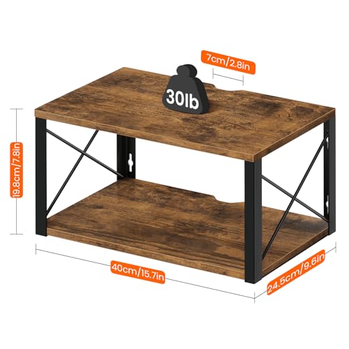 Homode Floating Nightstand, Wood Floating Bedside Table with Cable Hole, 2 Tier Wall Mounted Nightstand, Hanging Night Stand Wall Shelves for Bedroom Living Room Bathroom Kitchen, Rustic Brown - color: Rustic Brown Black
