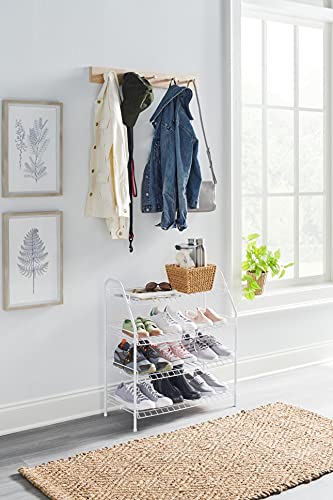 Rubbermaid 4-Tier Wire Shoe Rack, White, Simple Assemble, Storage Shelf for Organization in Bedroom/Closet - style: Shoe Shelf