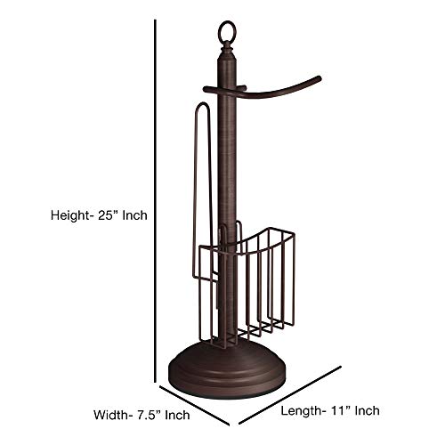nu Steel TGORB15H Free Standing Toilet Paper Holder Stand Bathroom & Newspaper and Magazine Rack for Bathroom, Toilet Tissue Paper Roll Storage, Oil Rubbed Bronze Finish
