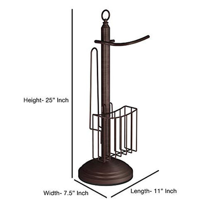 nu Steel TGORB15H Free Standing Toilet Paper Holder Stand Bathroom & Newspaper and Magazine Rack for Bathroom, Toilet Tissue Paper Roll Storage, Oil Rubbed Bronze Finish