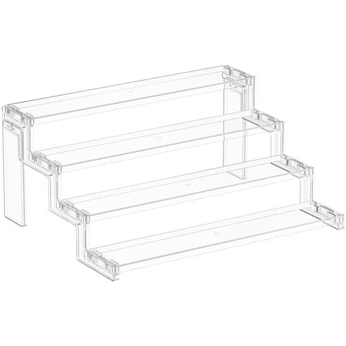 Lifewit Spice Rack, Perfume Cologne Organizer, Cupcake Stand, Tool-Free Assembly, Display Riser Shelf, Seasoning Figurine Makeup Holder, Room Decor, Kitchen Cabinet Storage, Clear, 14in-4 Tier, 1 Pcs - color: Clear, size: 14″4-Tier,1 pc