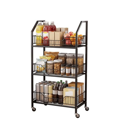 3 Tier Supermaket Snack Rack Display Stand, Retail Display Shelves with Hooks & Wheels, Metal Snack Shelf for Store Home Kitchen, Black Chip Rack Display Stand (3 Tier) - size: 3 Tier