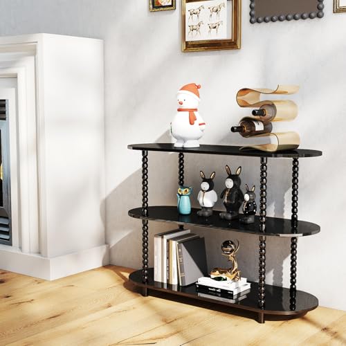 3 Tier Black Console Table 39.4″x14″x29″ - Small Narrow Side Tables for Sofa & Entryway & Hallway